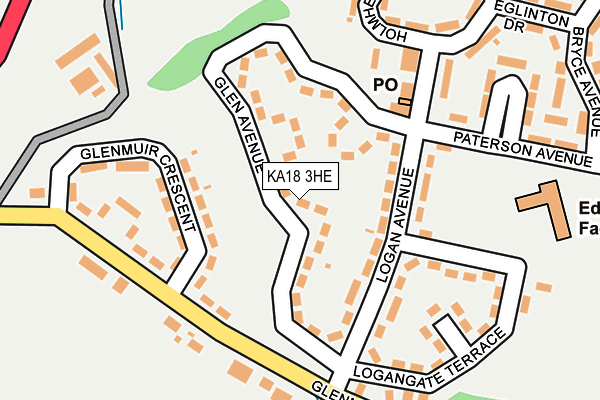 KA18 3HE map - OS OpenMap – Local (Ordnance Survey)