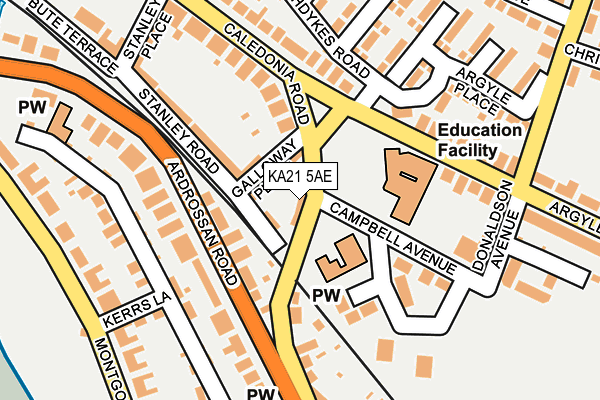 KA21 5AE map - OS OpenMap – Local (Ordnance Survey)