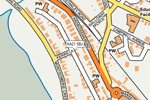 KA21 5BJ map - OS OpenMap – Local (Ordnance Survey)