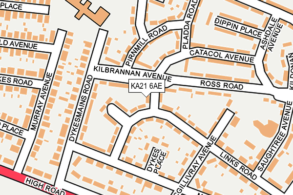 KA21 6AE map - OS OpenMap – Local (Ordnance Survey)