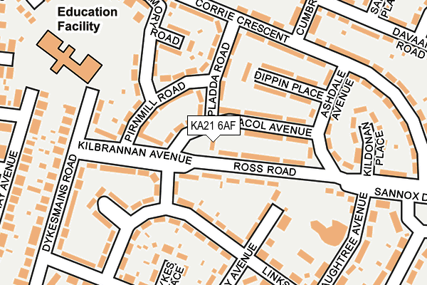 KA21 6AF map - OS OpenMap – Local (Ordnance Survey)