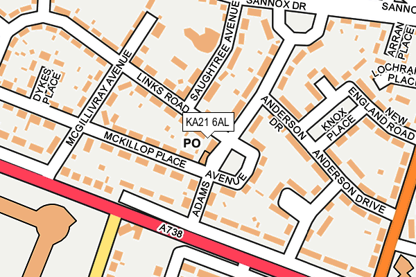 KA21 6AL map - OS OpenMap – Local (Ordnance Survey)