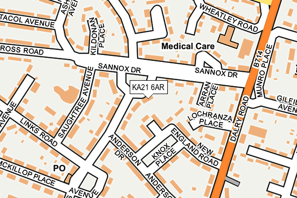 KA21 6AR map - OS OpenMap – Local (Ordnance Survey)