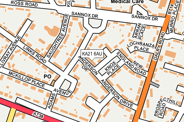 KA21 6AU map - OS OpenMap – Local (Ordnance Survey)