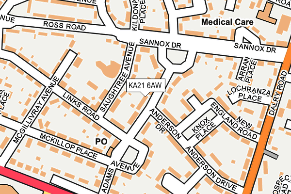 KA21 6AW map - OS OpenMap – Local (Ordnance Survey)