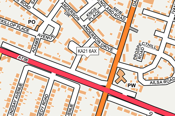KA21 6AX map - OS OpenMap – Local (Ordnance Survey)