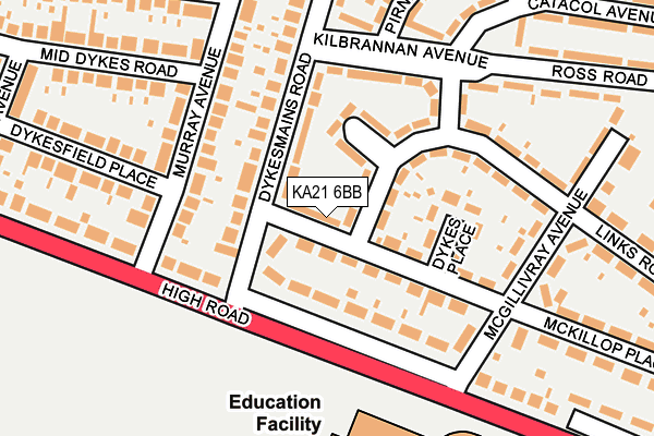 KA21 6BB map - OS OpenMap – Local (Ordnance Survey)