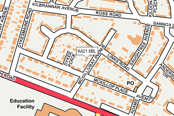 KA21 6BL map - OS OpenMap – Local (Ordnance Survey)