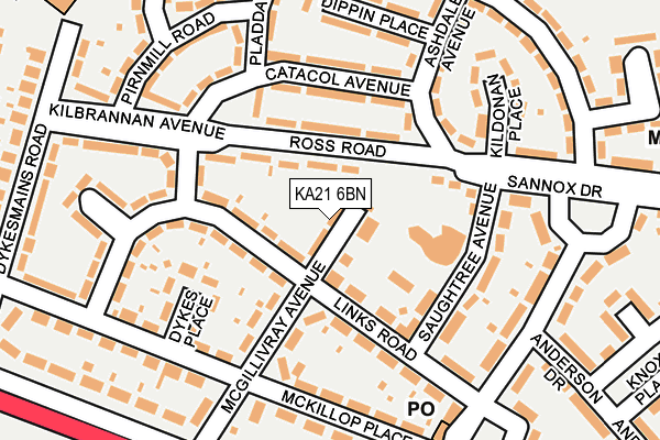 KA21 6BN map - OS OpenMap – Local (Ordnance Survey)