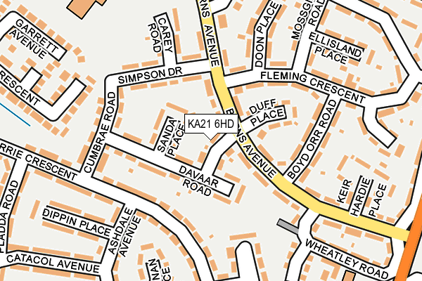 KA21 6HD map - OS OpenMap – Local (Ordnance Survey)