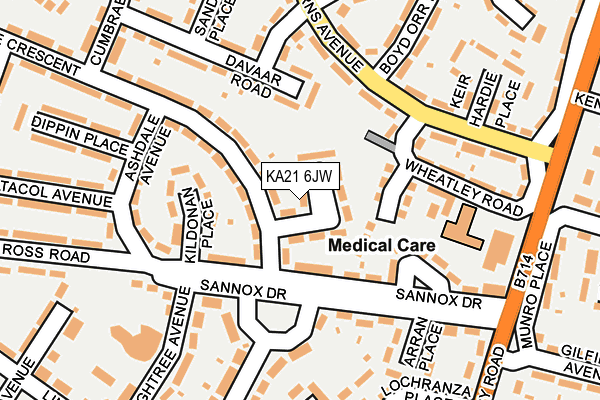 KA21 6JW map - OS OpenMap – Local (Ordnance Survey)