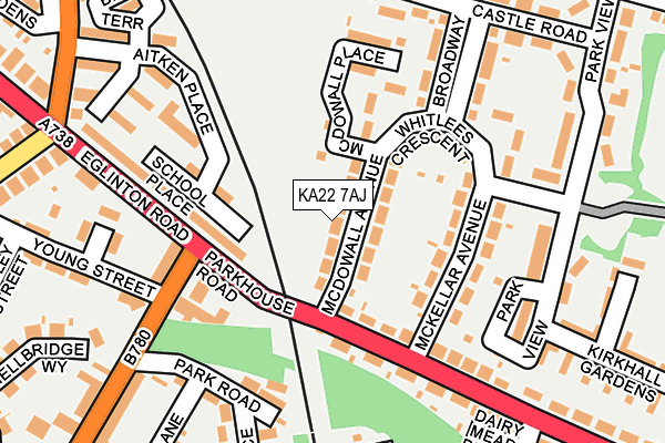 KA22 7AJ map - OS OpenMap – Local (Ordnance Survey)