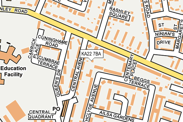 KA22 7BA map - OS OpenMap – Local (Ordnance Survey)