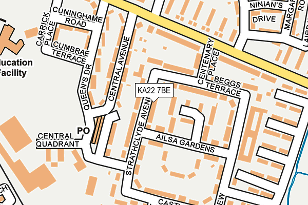 KA22 7BE map - OS OpenMap – Local (Ordnance Survey)