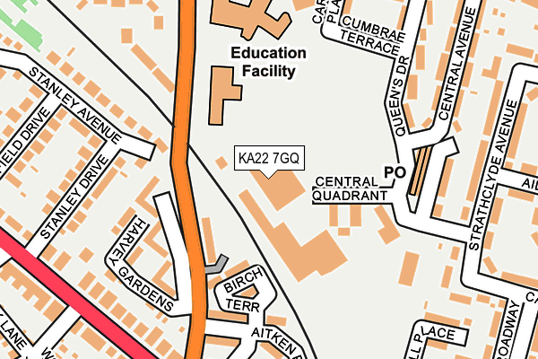 KA22 7GQ map - OS OpenMap – Local (Ordnance Survey)