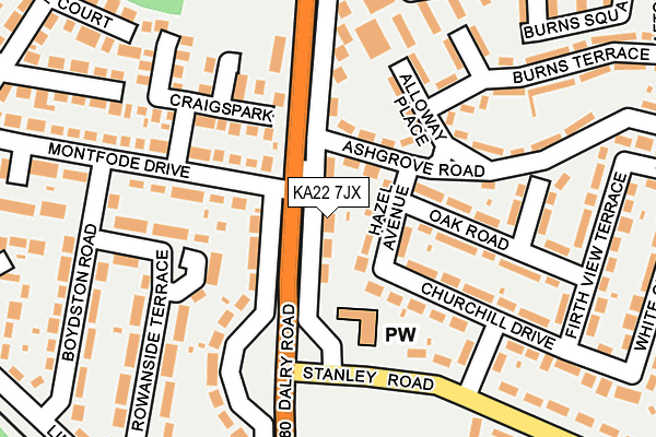 KA22 7JX map - OS OpenMap – Local (Ordnance Survey)