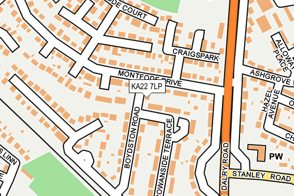 KA22 7LP map - OS OpenMap – Local (Ordnance Survey)