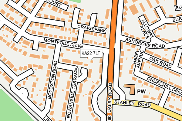 KA22 7LT map - OS OpenMap – Local (Ordnance Survey)
