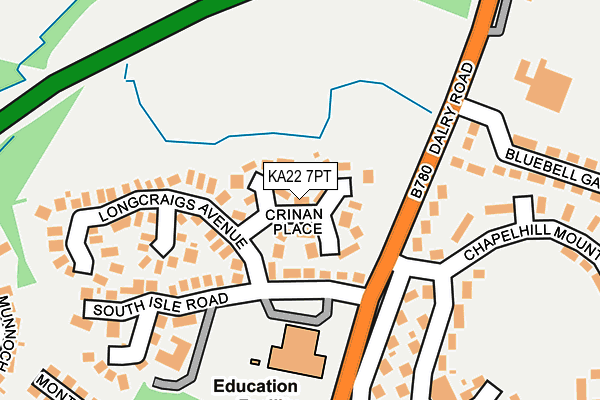 KA22 7PT map - OS OpenMap – Local (Ordnance Survey)