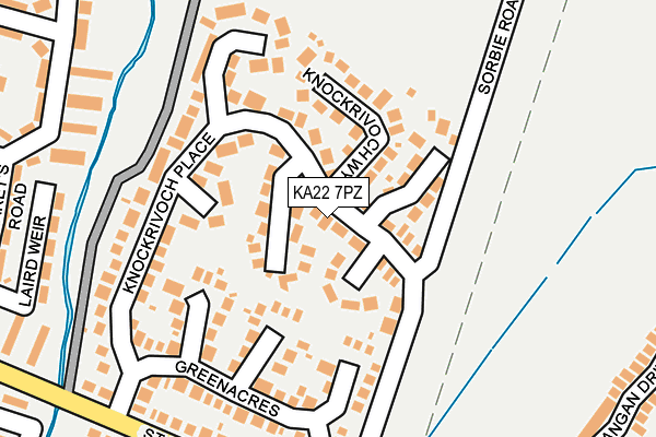 KA22 7PZ map - OS OpenMap – Local (Ordnance Survey)
