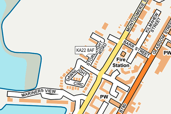 KA22 8AF map - OS OpenMap – Local (Ordnance Survey)