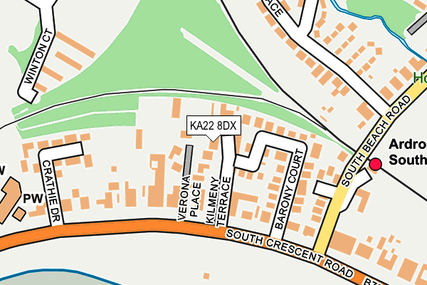 KA22 8DX map - OS OpenMap – Local (Ordnance Survey)