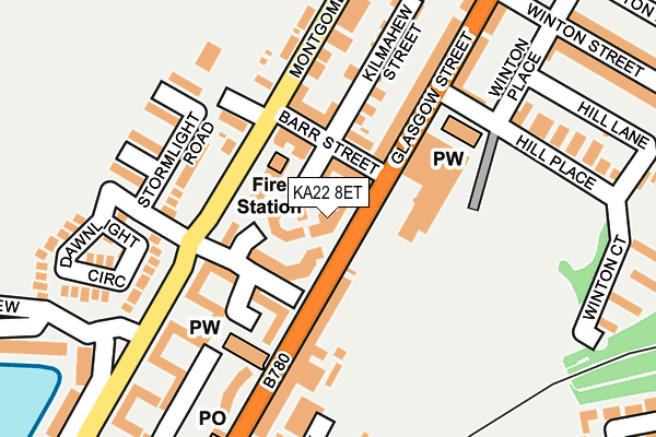 KA22 8ET map - OS OpenMap – Local (Ordnance Survey)