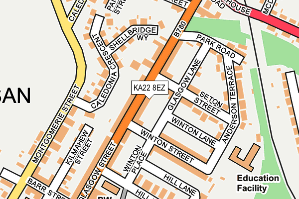KA22 8EZ map - OS OpenMap – Local (Ordnance Survey)