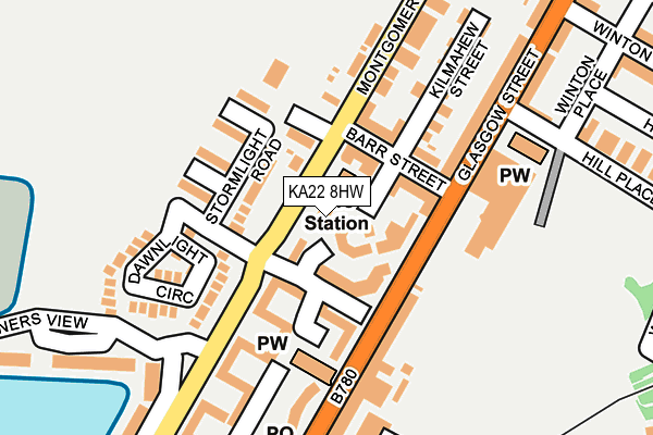 KA22 8HW map - OS OpenMap – Local (Ordnance Survey)