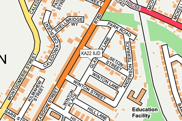 KA22 8JD map - OS OpenMap – Local (Ordnance Survey)