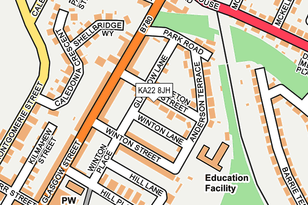 KA22 8JH map - OS OpenMap – Local (Ordnance Survey)
