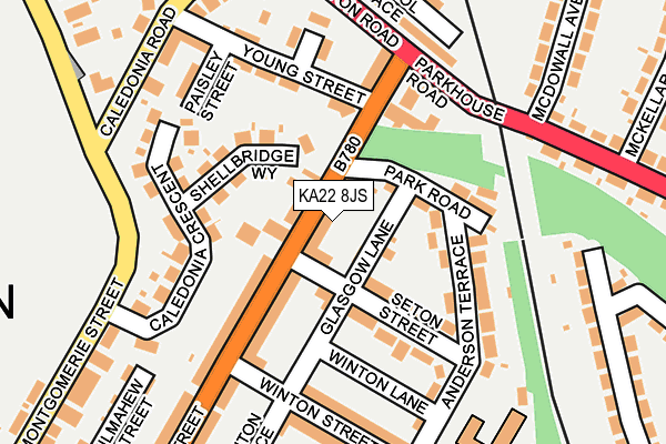 KA22 8JS map - OS OpenMap – Local (Ordnance Survey)