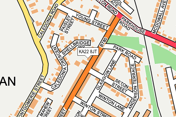 KA22 8JT map - OS OpenMap – Local (Ordnance Survey)