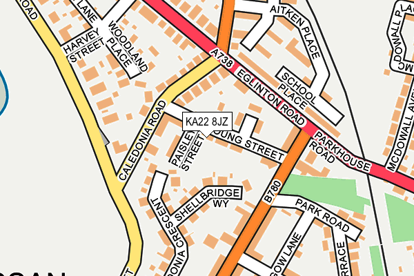 KA22 8JZ map - OS OpenMap – Local (Ordnance Survey)