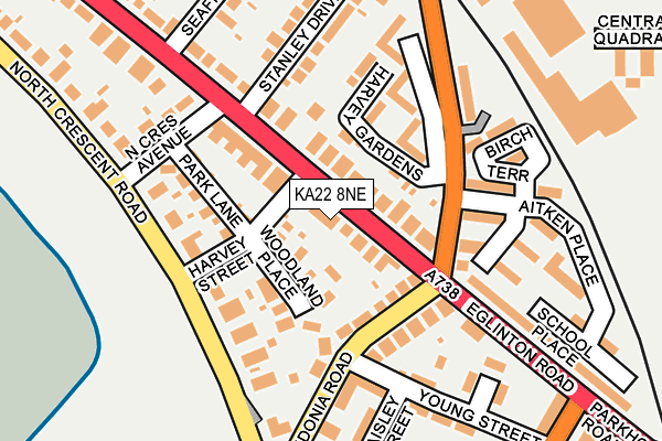 KA22 8NE map - OS OpenMap – Local (Ordnance Survey)