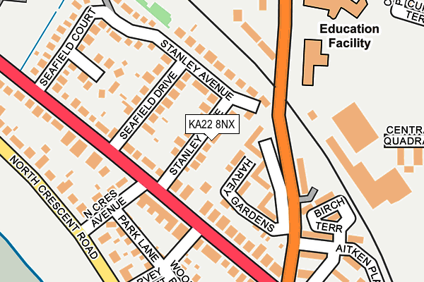 KA22 8NX map - OS OpenMap – Local (Ordnance Survey)