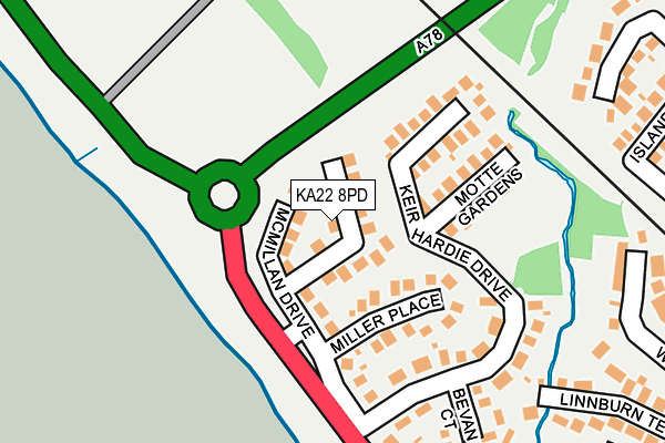 KA22 8PD map - OS OpenMap – Local (Ordnance Survey)