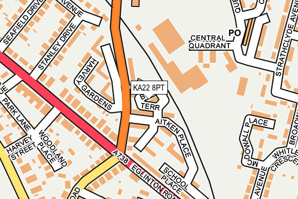 KA22 8PT map - OS OpenMap – Local (Ordnance Survey)