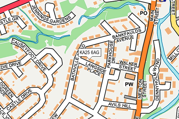 KA25 6AG map - OS OpenMap – Local (Ordnance Survey)