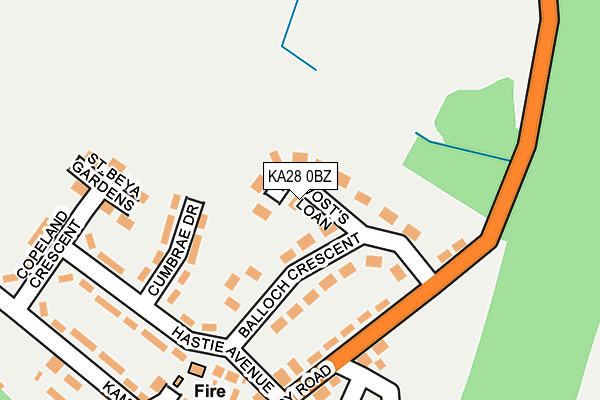 KA28 0BZ map - OS OpenMap – Local (Ordnance Survey)