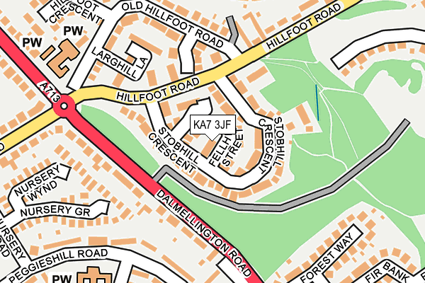 KA7 3JF map - OS OpenMap – Local (Ordnance Survey)