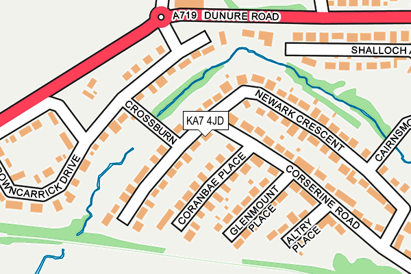 KA7 4JD map - OS OpenMap – Local (Ordnance Survey)