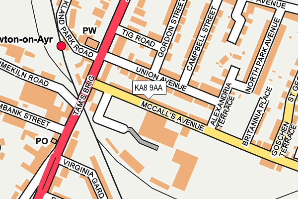 KA8 9AA map - OS OpenMap – Local (Ordnance Survey)