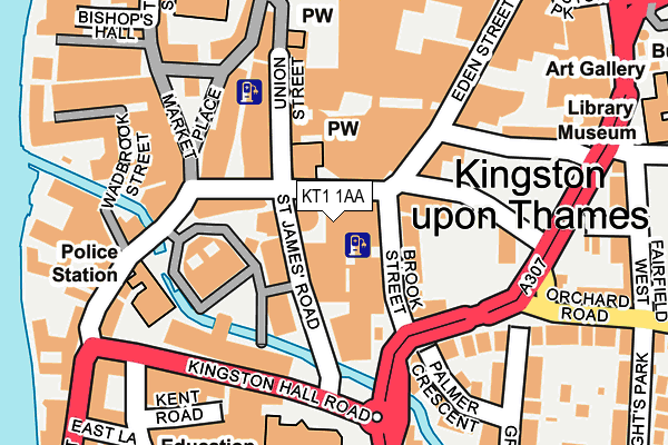 KT1 1AA map - OS OpenMap – Local (Ordnance Survey)