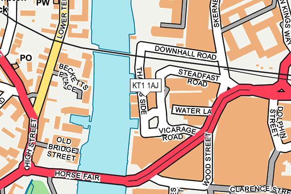 KT1 1AJ map - OS OpenMap – Local (Ordnance Survey)