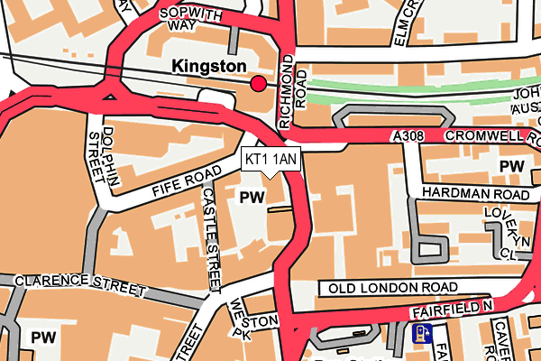 KT1 1AN map - OS OpenMap – Local (Ordnance Survey)