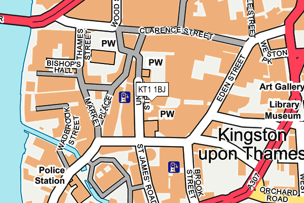 KT1 1BJ map - OS OpenMap – Local (Ordnance Survey)