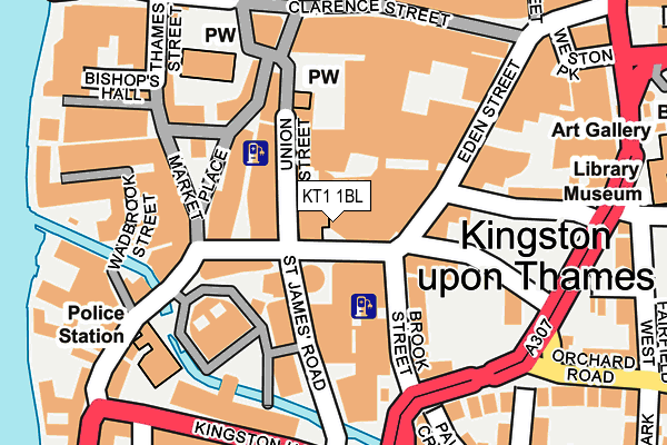 KT1 1BL map - OS OpenMap – Local (Ordnance Survey)