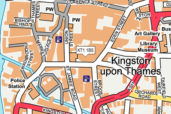 KT1 1BS map - OS OpenMap – Local (Ordnance Survey)