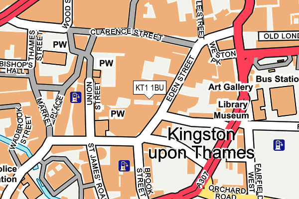 KT1 1BU map - OS OpenMap – Local (Ordnance Survey)